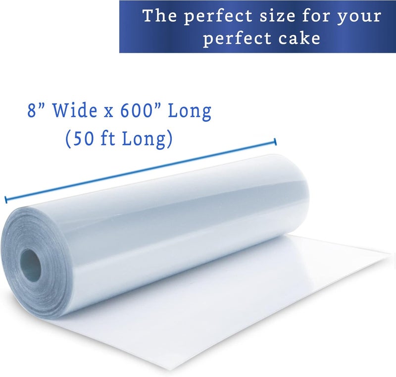 FIESTA WRAPS Cake Collar Acetate Roll 8 x 600 in (50ft) - Cake Collar 8 in - Acetate Cake Collars - Acetate Sheets for Baking - Cake Ring Sleeves - Cake Wrapping Plastic - Acetato para Reposteria - Image 2