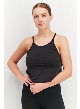 Adidas Women Sportswear Fit Solid Sleeveless Crop Top, Black  - Image 1