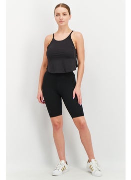 Adidas Women Sportswear Fit Solid Sleeveless Crop Top, Black  - Image 4
