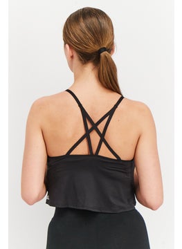 Adidas Women Sportswear Fit Solid Sleeveless Crop Top, Black  - Image 3