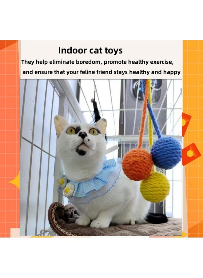 كرة ألعاب القطط، 3 قطع من كرات السيزال مع جرس بالداخل، ألعاب قطط تفاعلية مضحكة للقطط داخل المنزل، لعبة مضغ آمنة لتنظيف أسنان القطط، لعبة قطط قابلة للتعليق - Image 5