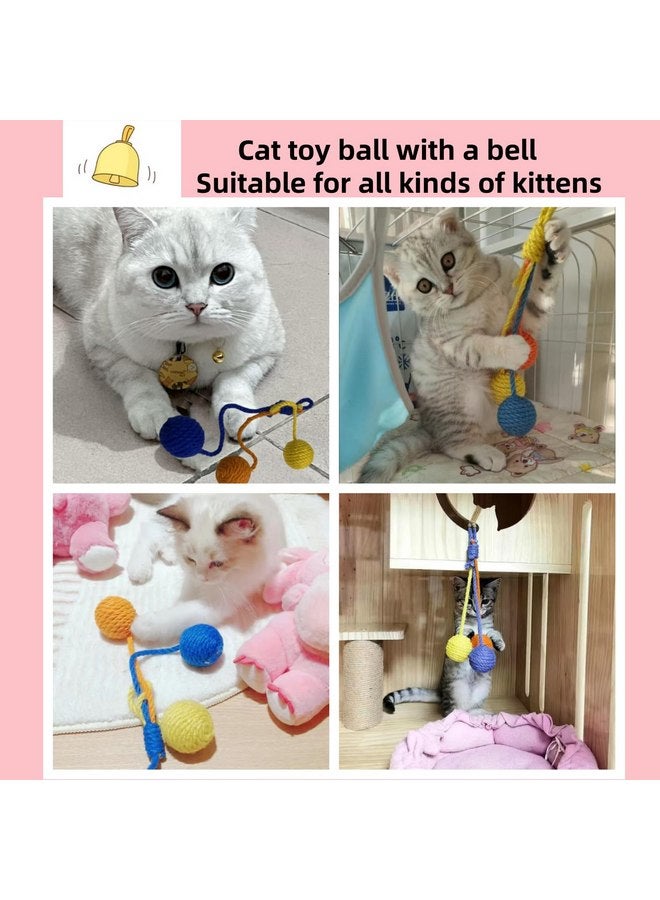 كرة ألعاب القطط، 3 قطع من كرات السيزال مع جرس بالداخل، ألعاب قطط تفاعلية مضحكة للقطط داخل المنزل، لعبة مضغ آمنة لتنظيف أسنان القطط، لعبة قطط قابلة للتعليق - Image 3