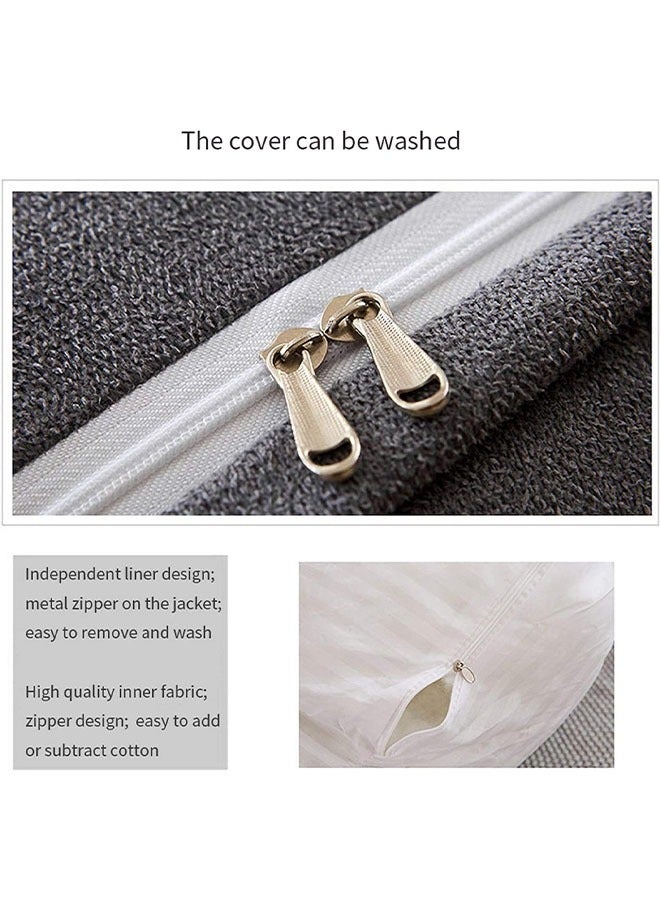 Wedge Pillow Bedrest Reading Pillow Back Cushion with Adjustable Neck Pillow and Pockets Sofa Back Support Pillow Lumbar Knee Support Triangular Pillows Dark Silver  - Image 4