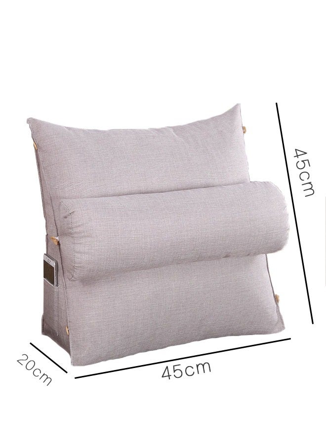 Wedge Pillow Bedrest Reading Pillow Back Cushion with Adjustable Neck Pillow and Pockets Sofa Back Support Pillow Lumbar Knee Support Triangular Pillows Dark Silver  - Image 2