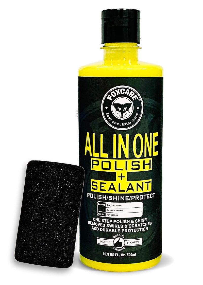 Foxcare All in One Polish + Sealant, Multipurpose Car & Bike Polish Also Suitable for Dashboard, Restores Faded Plastic & Fibre - 500ml - Image 1