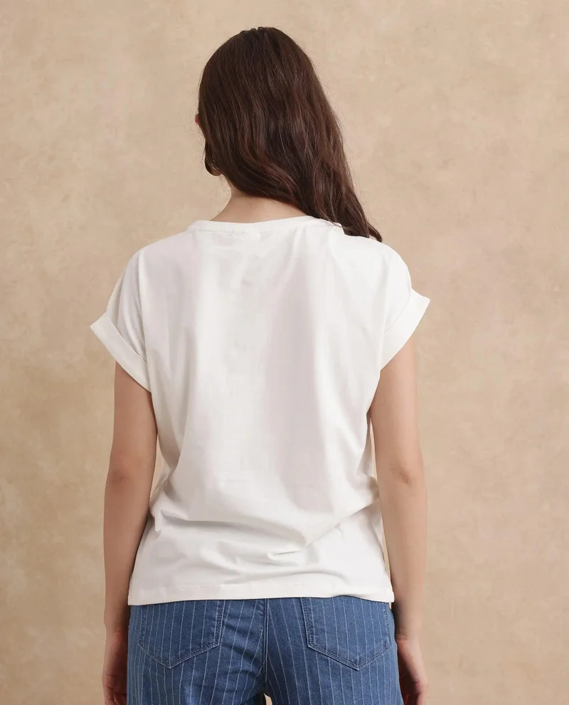 Rareism Women's Pearl Embellished T Shirt
