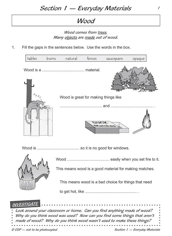 KS1 Science Yr 2 Workout Uses Materials  - Image 4