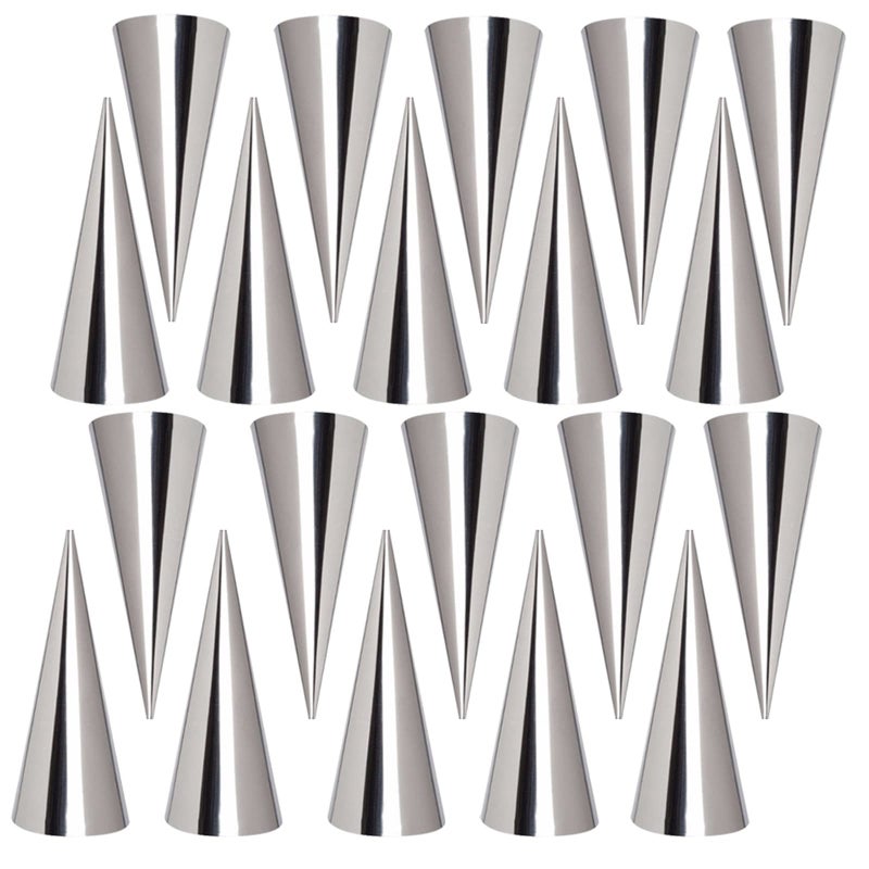 Joyeee 20Pcs Large Conical Cream Horn Molds Stainless Steel 5inch
