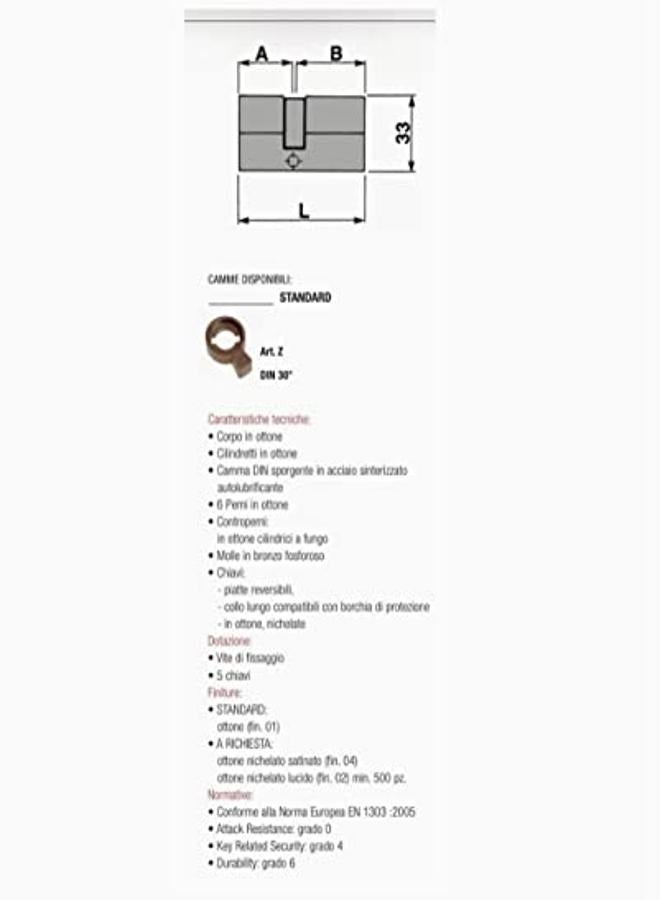 باب أسطوانة من مادة البولي كربونات بلون فضي صلب بطول 5 مفاتيح 7 سم، صنع في السوق الإيطالية icsa - Image 3