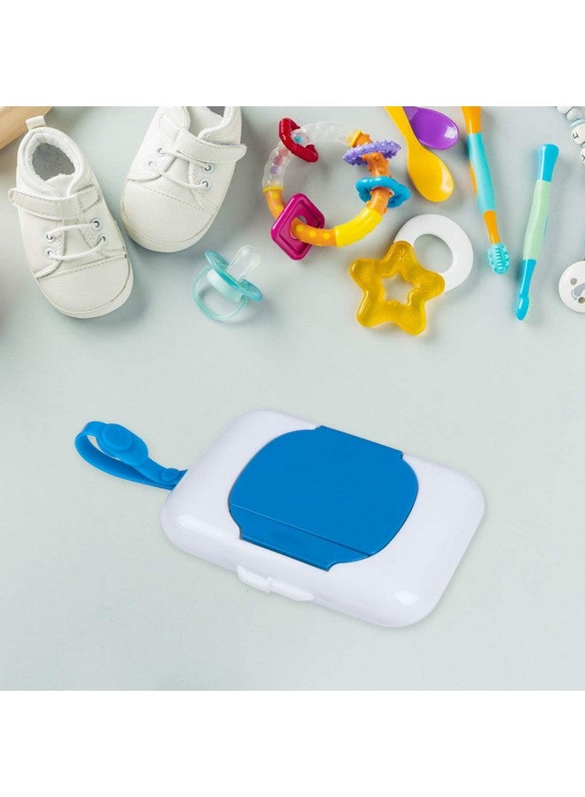 Healifty Box Portable Refillable Baby Wipes Dispenser Holder Wipes Carrying Case for Travel Home Office (Blue) - Image 3
