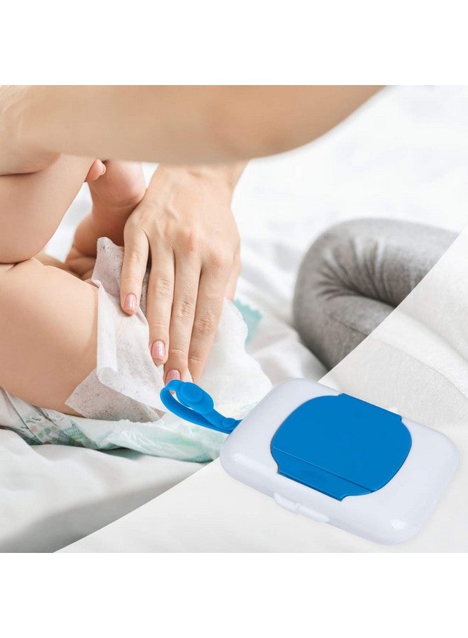 Healifty Box Portable Refillable Baby Wipes Dispenser Holder Wipes Carrying Case for Travel Home Office (Blue) - Image 4