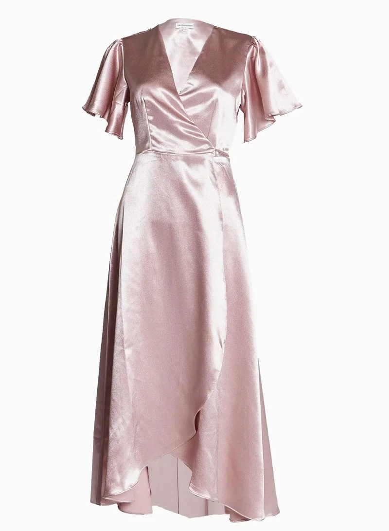 ترو ديكادينس Serena Dusty-Pink Bridesmaid Wrap Midi-Dress