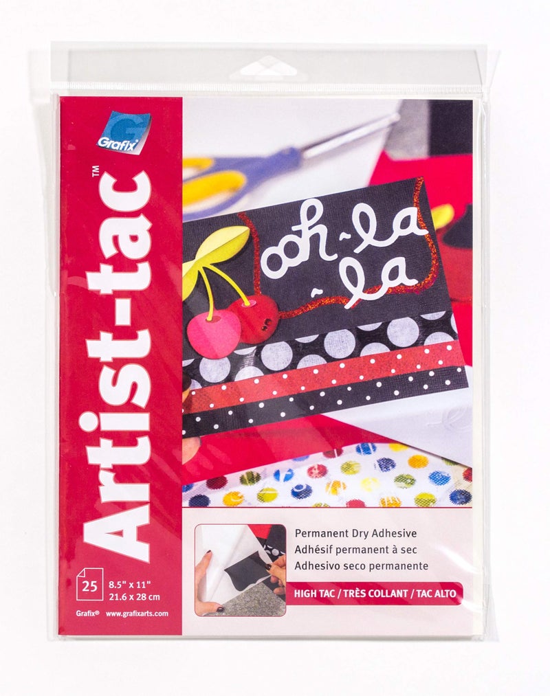 Grafix Artist-Tac Dry Transfer Adhesive Dots - 8.5"x11" Sheet of Permanent Micro Adhesive Dots are A Quick, Mess-Free Mounting Option for Arts,Papercrafts,School Projects,Stationary,Pack of 25 Sheets - Image 1
