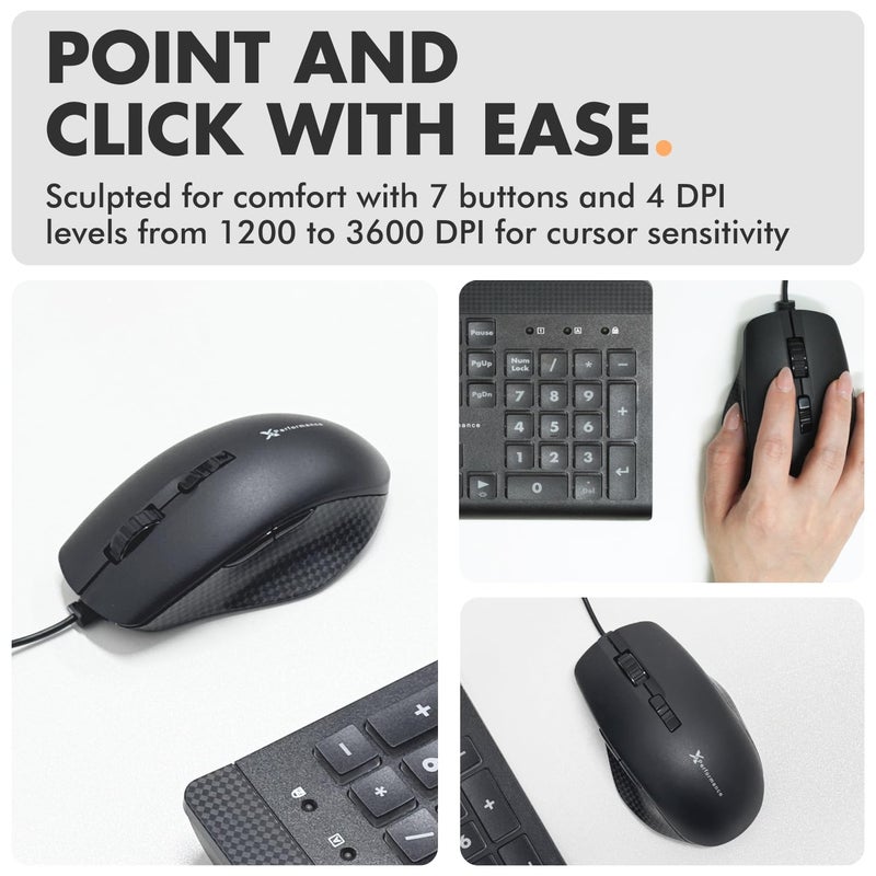 X9 Performance Wired Keyboard and Mouse Combo - Easy to See Backlit Large Print Keyboard Mouse for PC and Windows with 107 Light Up Keys, 7 Color LEDs, USB Wired, 4 DPI Modes - Image 4