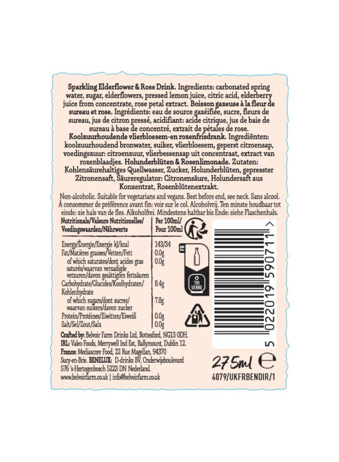 Belvoir Farm Elderflower & Rose Sparkling Drink 275ml - Image 2