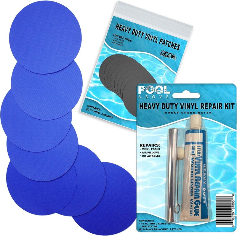 Pool Above Heavy Duty Vinyl Repair Patch Kit for Above-Ground Pool Liner Repair; Glue and Patch Inflatables; Boat; Raft; Kayak; Air Beds; Inflatable Mattress Repair - Image 1