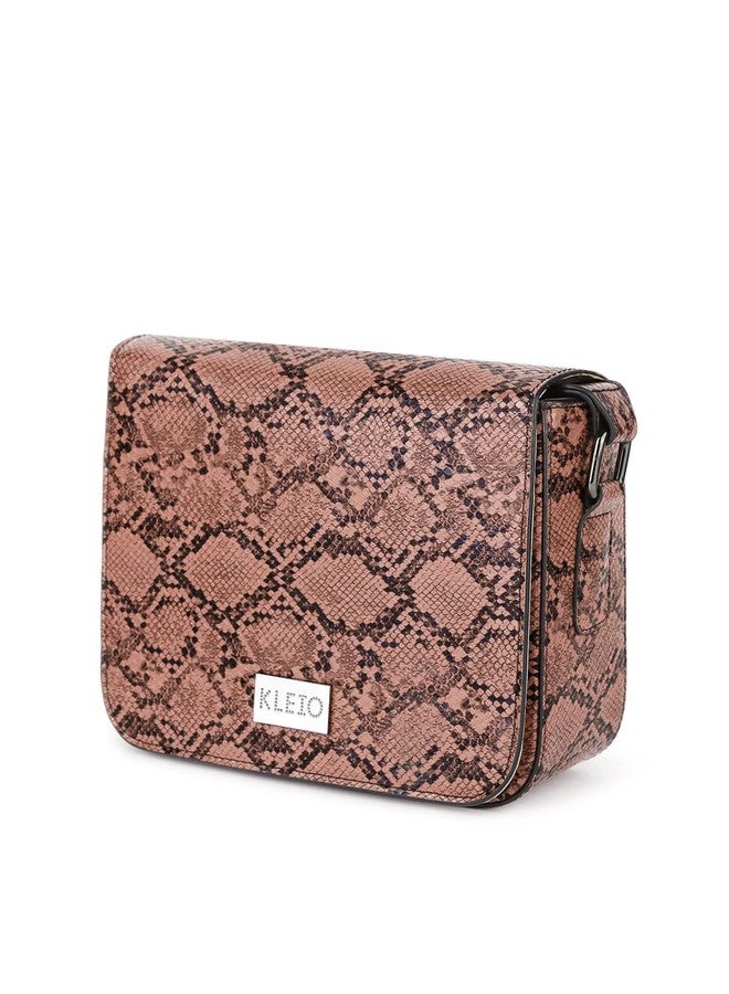 KLEIO Side Cross Body Sling Structured Hand bag for Women and Girls(HO8064KL-PE)(PEACH) - Image 4