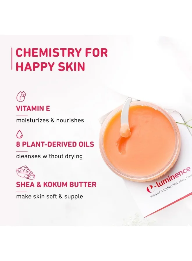 Plum  Plum E-Luminence Simply Supple Cleansing Balm | Non-Drying Supple Cleansing Balm with Vitamin E | Makeup Remover | Suitable for Normal, Dry & Combination Skin | 100% Vegan & Sulfate-Free | 90g for Women | Best Price UAE