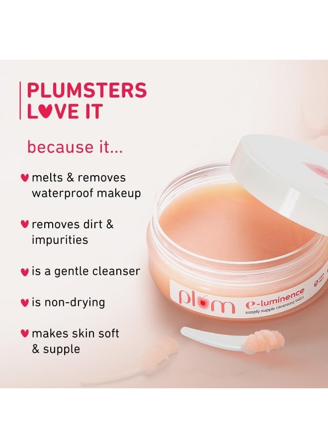 Plum E-Luminence Simply Supple Cleansing Balm | Non-Drying Supple Cleansing Balm with Vitamin E | Makeup Remover | Suitable for Normal, Dry & Combination Skin | 100% Vegan & Sulfate-Free | 90g - Image 2