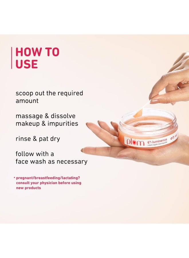 Plum E-Luminence Simply Supple Cleansing Balm | Non-Drying Supple Cleansing Balm with Vitamin E | Makeup Remover | Suitable for Normal, Dry & Combination Skin | 100% Vegan & Sulfate-Free | 90g - Image 4