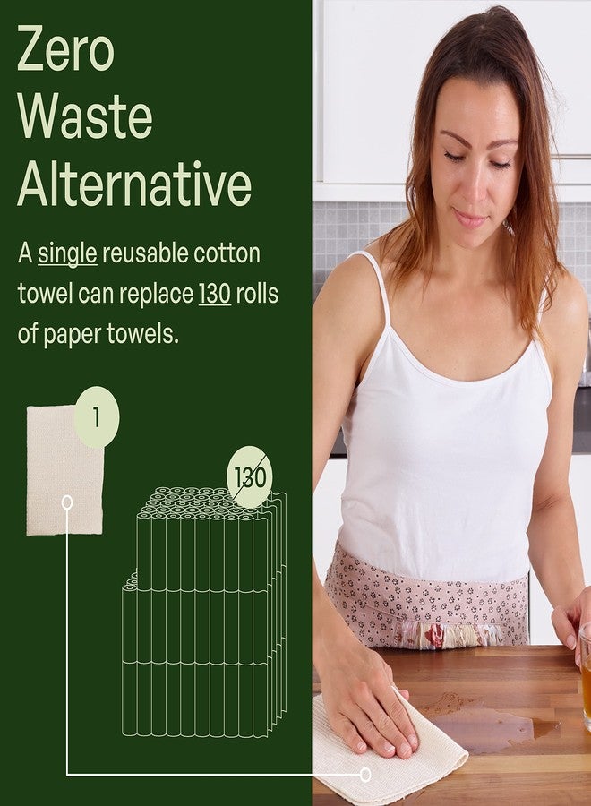 mioeco 20 Pack Reusable Kitchen Paper Towels Washable - Super Absorbent Natural unPaper Towels - Natural Cotton - Reusable, Paperless Kitchen Dish Cloths - 100% Organic - Image 4