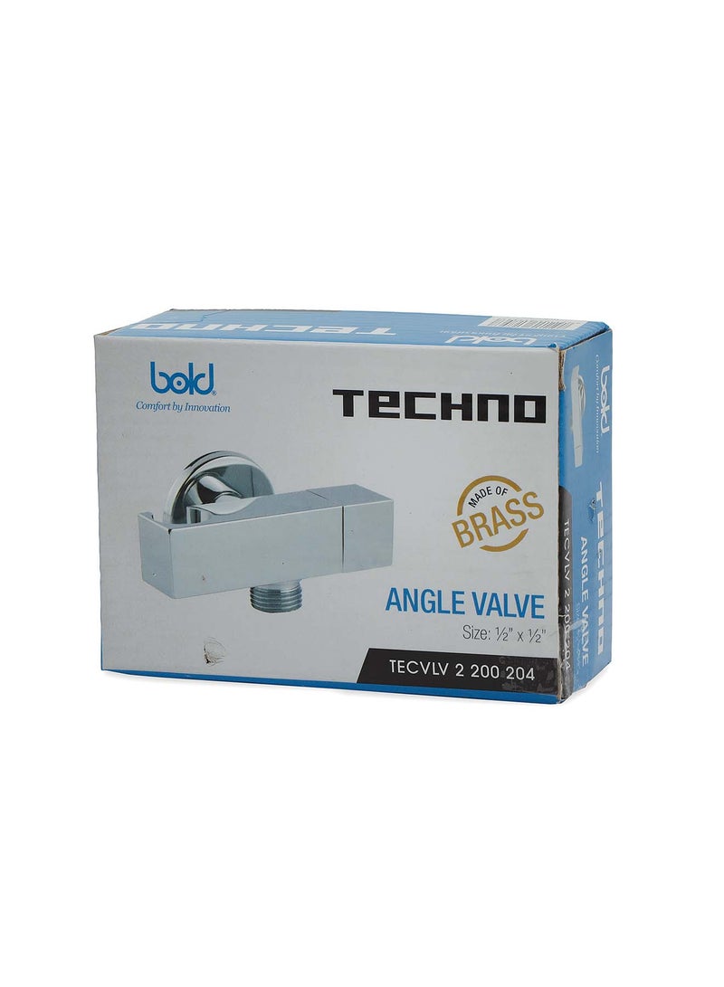 Bold Techno Angle Valve with Union and Holder – Premium Brass Chrome Finish, High Pressure 1/2×1/2 Inch, Scratch Resistant, Easy to Clean, Long-Lasting Ceramic Plates for Bathroom & Kitchen Fixtures - Image 3