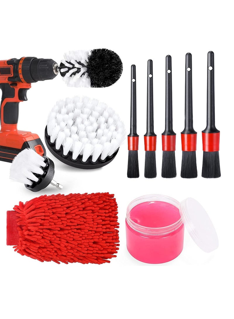 Excefore Car Detailing Kit, Car Detailing Drill Brush Set with Cleaning Gel, Car Interior Detailing Kit, Car Detailing Brushes Cleaning Kit for Wheel, Interior, Exterior, Dashboard, Leather, Air Vents - Image 1