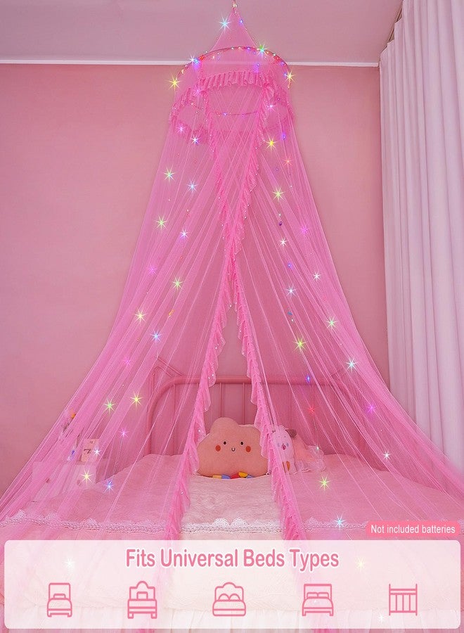 Beinou Bed Canopy for Girls with Timer Remote Canopy Bed with Lights Breathable Net Canopy for Bed Kids Girls Room Decor,Pink - Image 3
