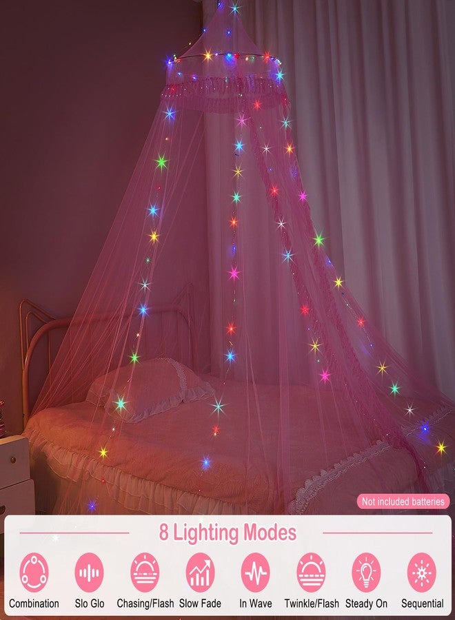 Beinou Bed Canopy for Girls with Timer Remote Canopy Bed with Lights Breathable Net Canopy for Bed Kids Girls Room Decor,Pink - Image 5