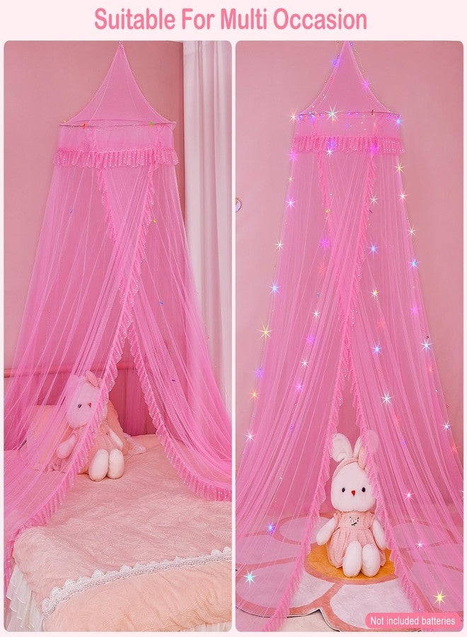 Beinou Bed Canopy for Girls with Timer Remote Canopy Bed with Lights Breathable Net Canopy for Bed Kids Girls Room Decor,Pink - Image 4