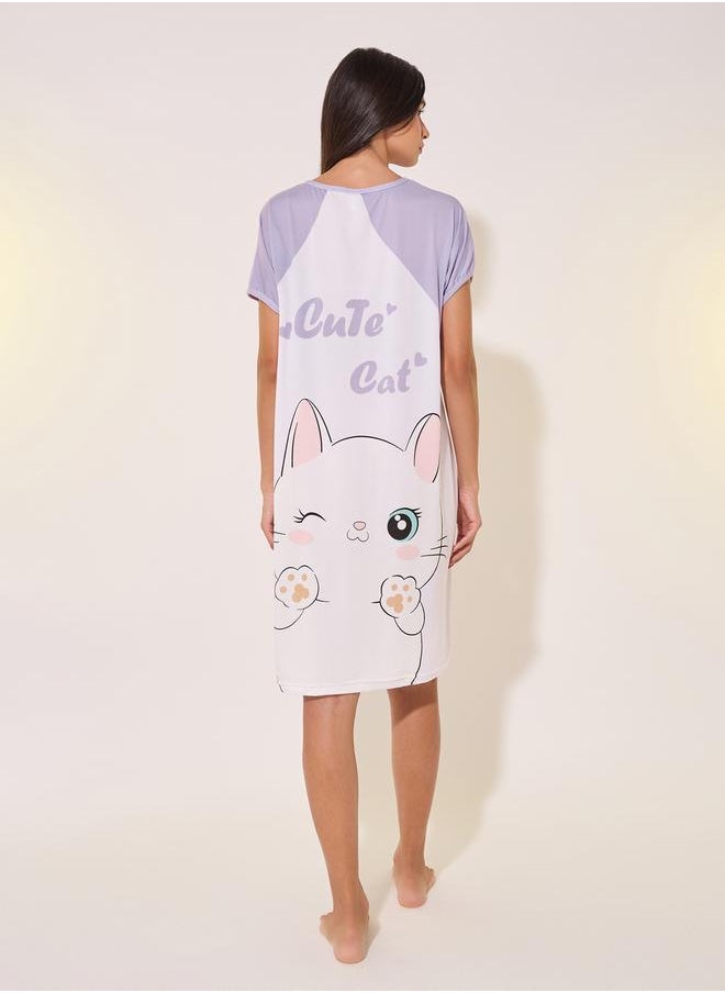 Styli - Graphic Print Reglan Sleeve Sleep T-Shirt - Image 1