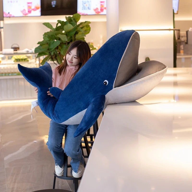 Y&D Cute Ocean Whale Plush Toy Large Size for Both Boys and Girls Sleeping in Bed Leg Pinching Lazy Person Pillow Gift - Image 3