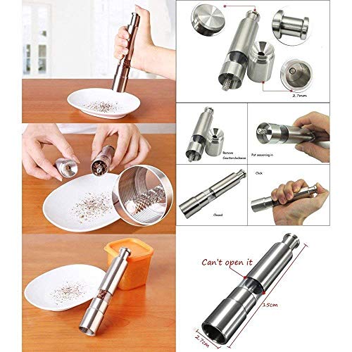 Gnexin Kitchen Mini Pepper Grinder Crusher Mill Stainless Steel Hand Thumb Press Set Machine with Stylish Design for Grinding Salt and Black Pepper - Image 4