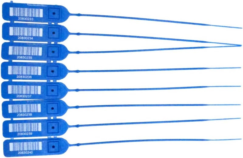 CAROUSELCHECKS Blue Pull-Tight Barcode Security Seals 8'', 100 Seals - Image 1