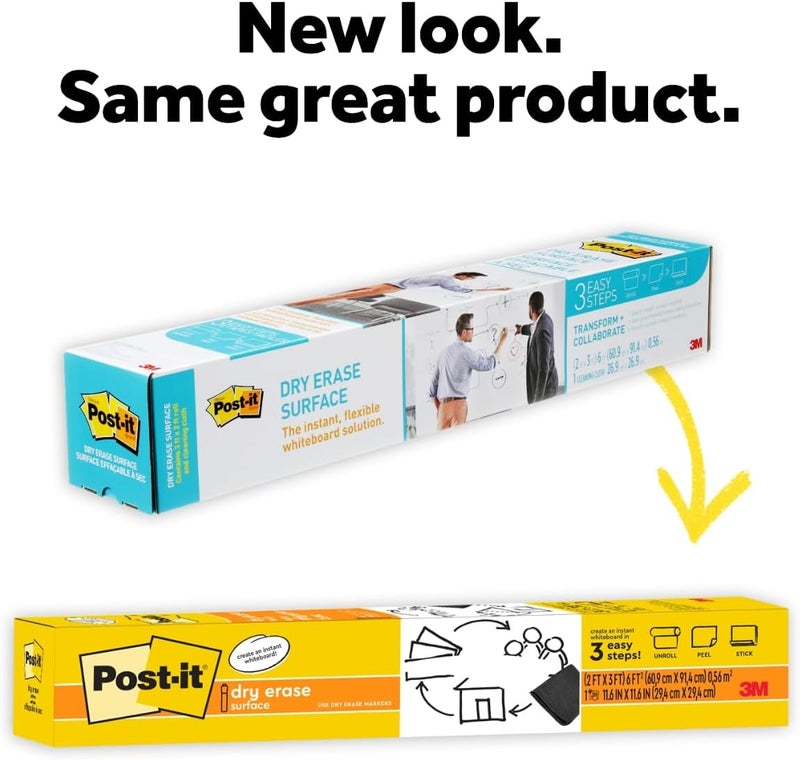 Post It Dry Erase Whiteboard Film Surface for Walls, Doors, Tables, Chalkboards, Whiteboards, and More, Removable, Stain-Proof, Easy Installation, 4 ft x 3 ft Roll (DEF4x3) - Image 4