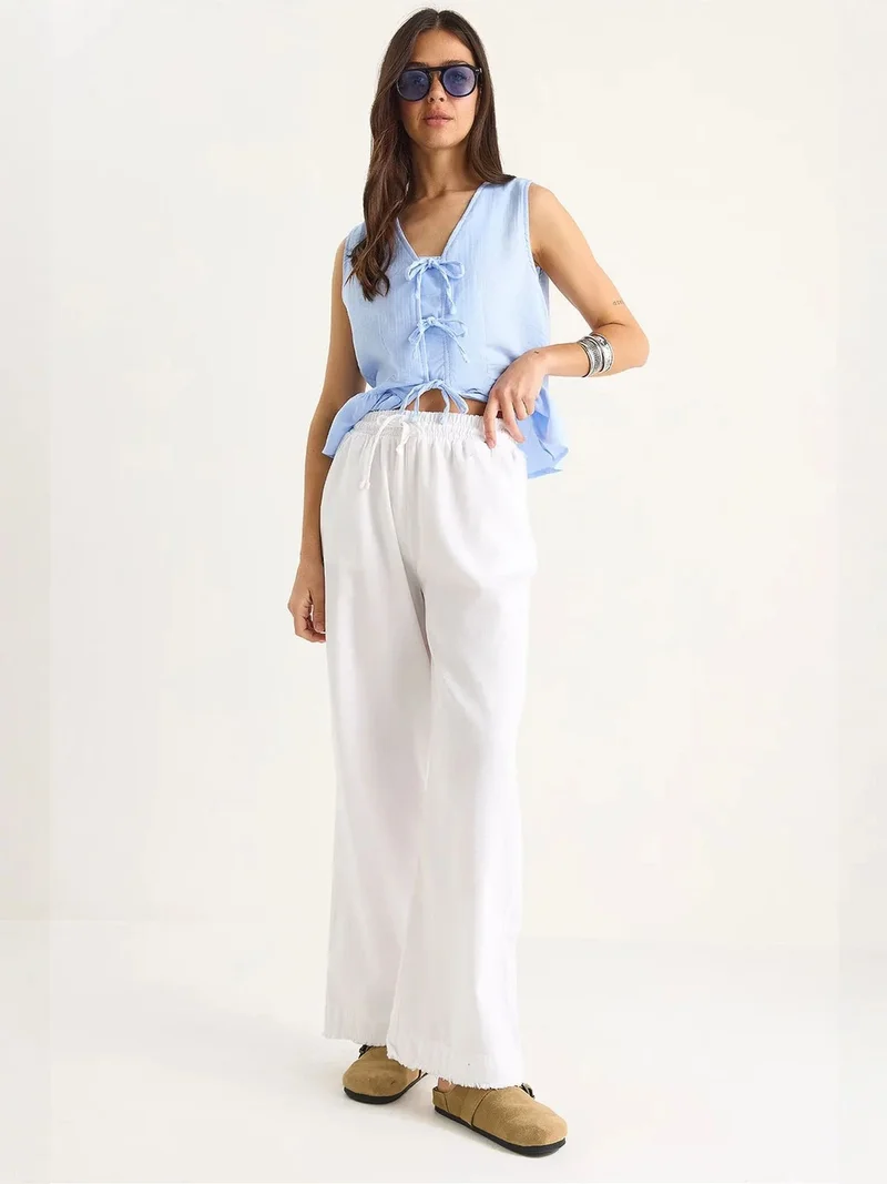 بيانكو لوتشي LUCCI Elastic Waist Straight Leg Pants