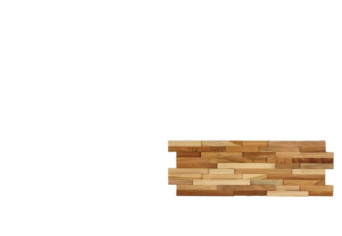EZWALL 3D MOSAIC TILE IN SOLID TEAK WOOD SET OF 10 NATURAL FINISH TILES