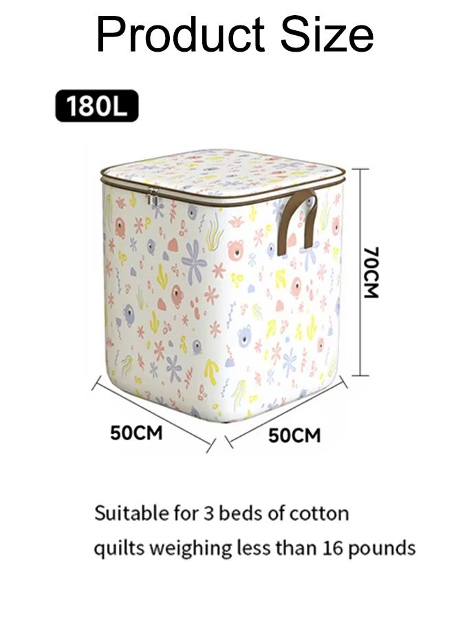 Large Capacity Storage Bag, Foldable Closet Organizers Storage Containers, with Durable Handle Zipper Waterproof Clothes Storage Box, for Clothing Blanket Bed Sheets Pillows and Toys, 180L - Image 2
