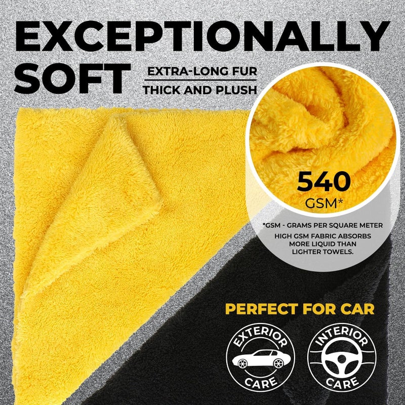 Mighty Cleaner Edgeless Microfiber Towels for Cars – 6pk (12”x12”) - 540 GSM - Super Soft Detailing & Buffing – Scratch-Free & Absorbent Microfiber Cleaning Cloths for Car Polishing - Image 2
