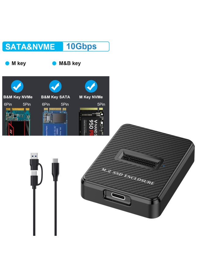 M.2 Hard Disk Holder Nvme/sata Dual Protocol Single Protocol Solid State Hard Disk Box Usb3.2 Notebook External-Color:Dual Protocol 10gbps - Image 1
