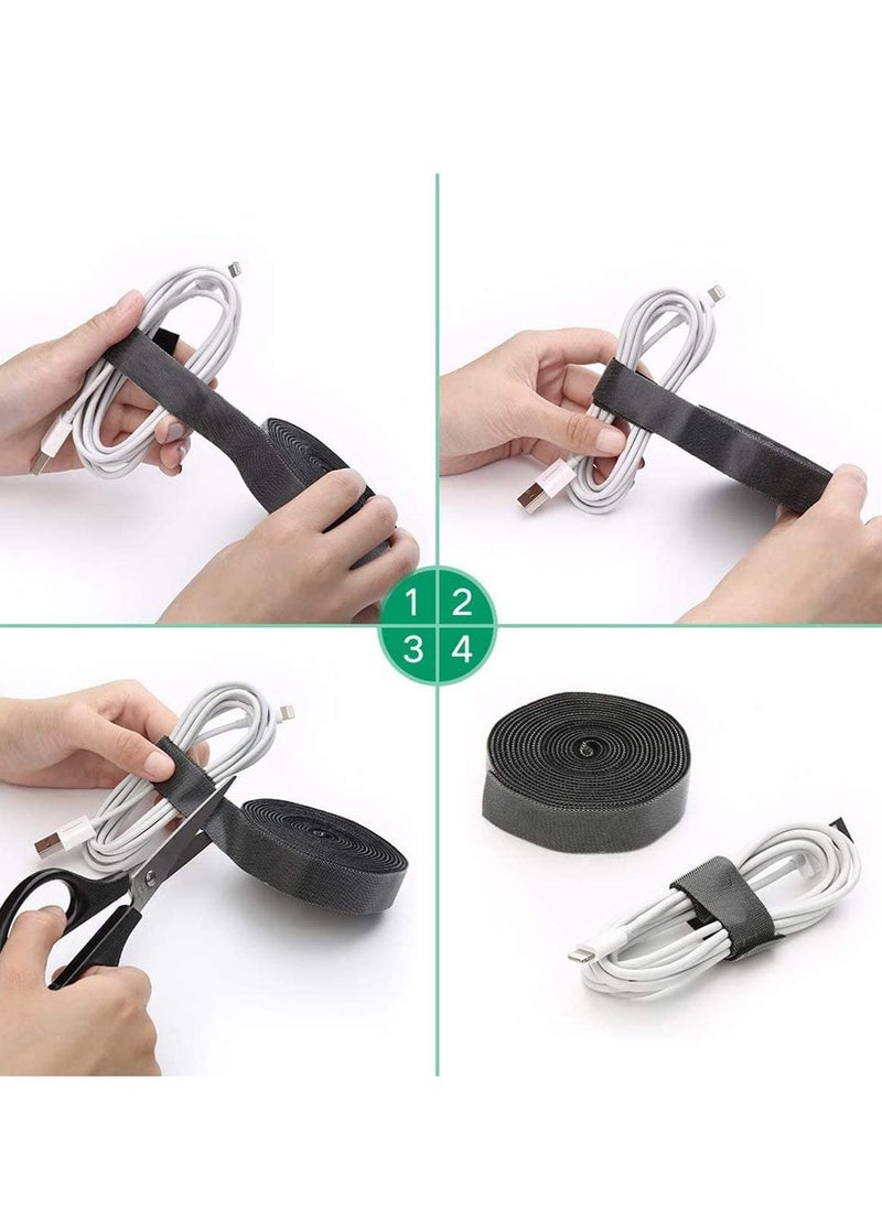 TYCOM Cable Tidy Management Fastening Tape Sticky Strips Hook Loop Reusable and Flexible Wire Ties Cable Organizer for Computer TV Power and Other Cables Black 5 Meter.  - Image 4