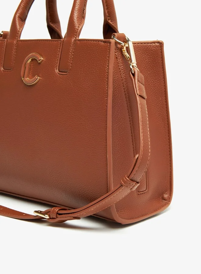 Le Confort Women Textured Tote Bag with Zip Closure and Handles