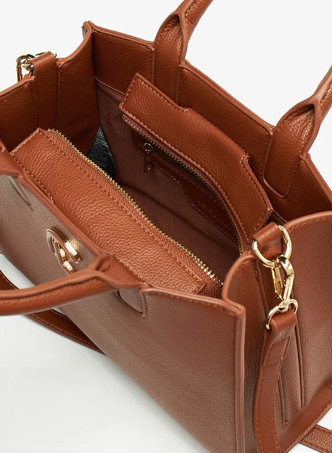 Le Confort Women Textured Tote Bag with Zip Closure and Handles
