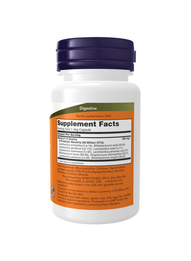 now Supplements Probiotic10™ 50 Billion With 10 Probiotic Strains Strain Verified 50 Veg Capsules - Image 3