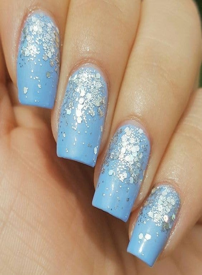 Plenteous Medium Coffin Shape False Nails for Women & Girls | Full Cover Glitter French Press On Nails with Adhesive Stickers | No Glue Needed | Acrylic Finish Stick-On Nails for Nail Art - Multicolor, 12PCS - Image 4