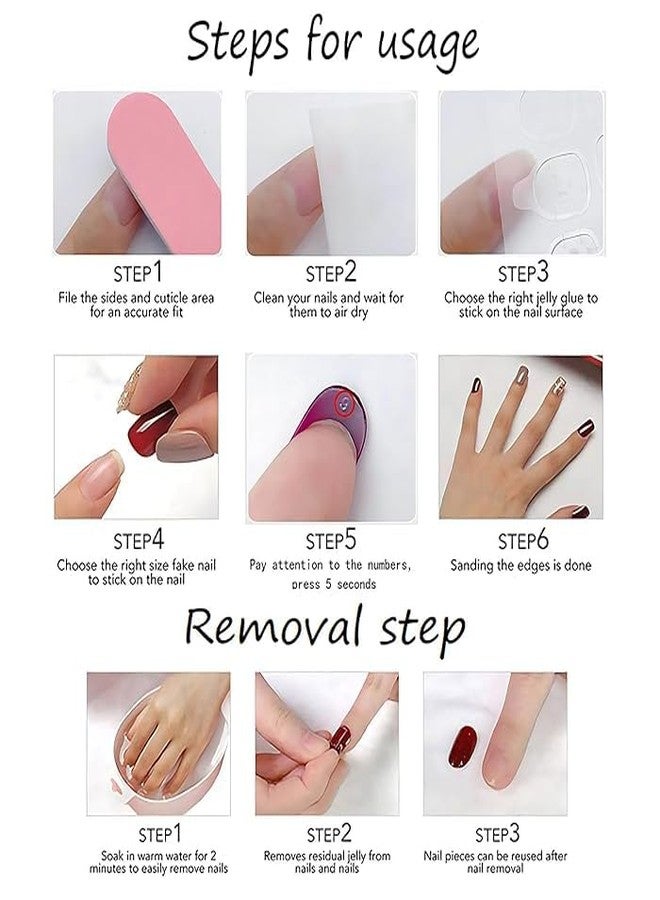 Plenteous Medium Coffin Shape False Nails for Women & Girls | Full Cover Glitter French Press On Nails with Adhesive Stickers | No Glue Needed | Acrylic Finish Stick-On Nails for Nail Art - Multicolor, 12PCS - Image 3