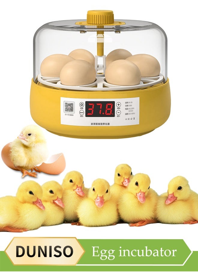 DUNISO - Egg Incubator, Fully Automatic 6 Egg Poultry Incubator with Automatic Egg Flipping And Temperature Control, Equipped with A Spray Bottle, Suitable for Incubating Chickens, Ducks, and Geese, 171 * 142MM - Image 1
