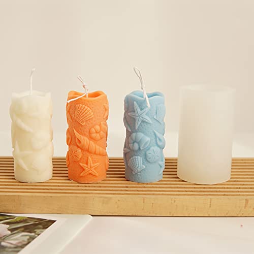 ESEDAGE Shell Cylinder Silicone Molds for Resin, Soap & Candle Making - Starfish, Conch, Seafood & More Craft Mold - Image 1