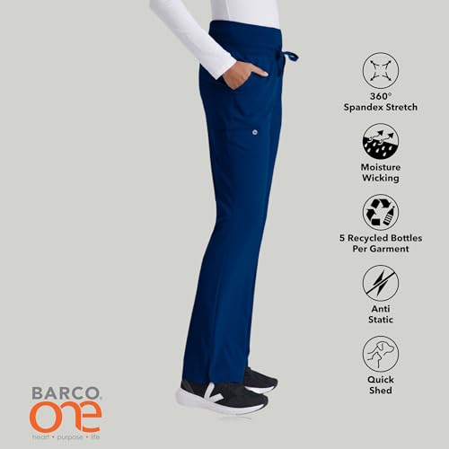 BARCO One Stride Classic Fit Scrub Pant for Women – Indigo, 5-Pocket Mid-Rise Pants w/ 360 Spandex Stretch, Moisture Wicking, Anti-Static and Quick-Shed –Medium, Regular Fit - Image 3