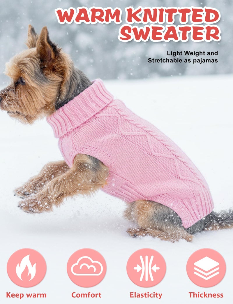 AURUZA Dog Sweaters for Small Medium Large Dogs Cats, Soft Warm Turtleneck Pullover Solid Cable Knit Fleece Stretch Pet Clothes,Classic Fuzzy Coat for Puppy Girl Boys for Fall Winter Cold Weather - Image 3
